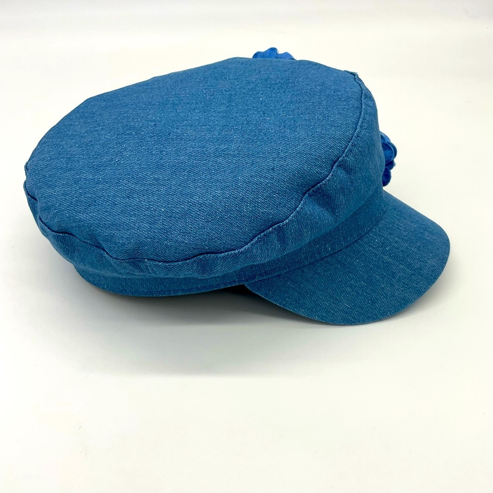 NWOT Blue Denim Cap with Floral Accents - Picture 3 of 6